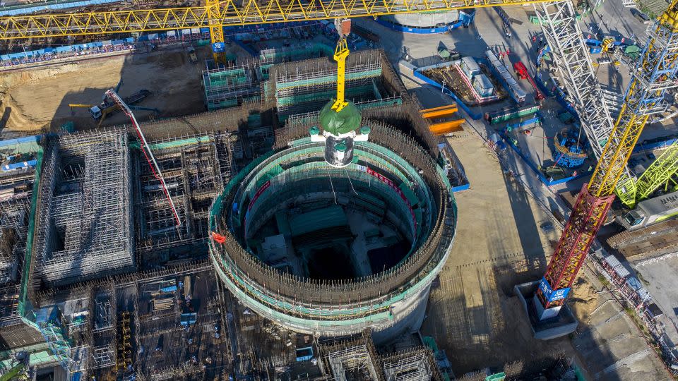 An aerial view of the core module of China's Linglong One, the world's first commercial SMR, installed on August 10, 2023 in Changjiang Li Autonomous County in Hainan province. - Luo Yunfei/China News Service/VCG/Getty Images