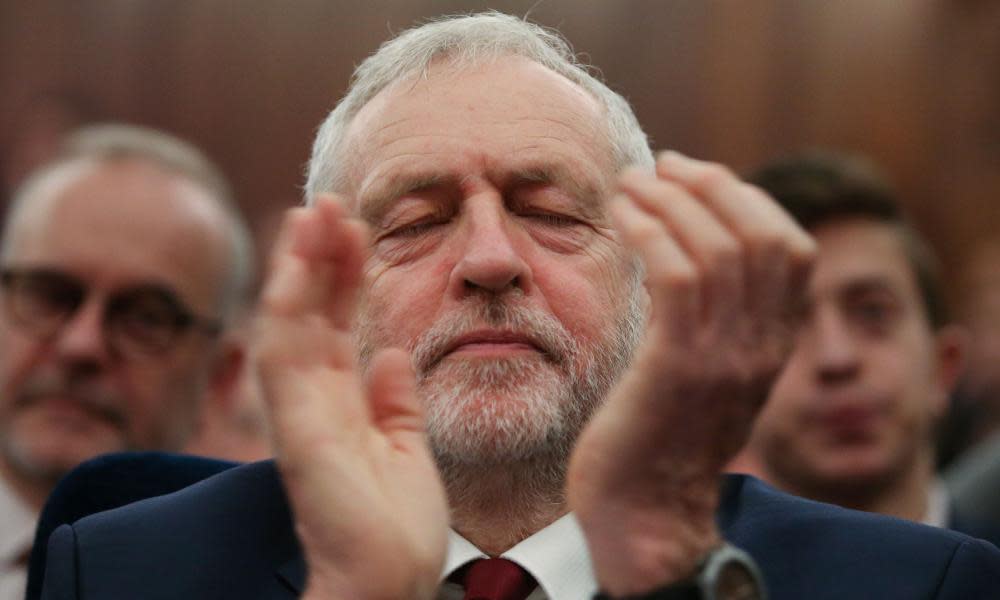 Jeremy Corbyn before delivering a speech about Labour’s vision for a post-Brexit Britain last week.