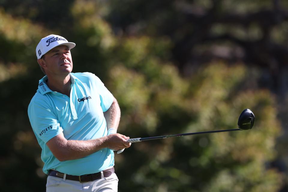 NAPA, CALIFORNIA - SEPTEMBER 13: Patton Kizzire of the United States plays his shot from the sixth tee during the second round of the Procore Championship 2024 at Silverado Resort on September 13, 2024 in Napa, California. (Photo by Jed Jacobsohn/Getty Images)