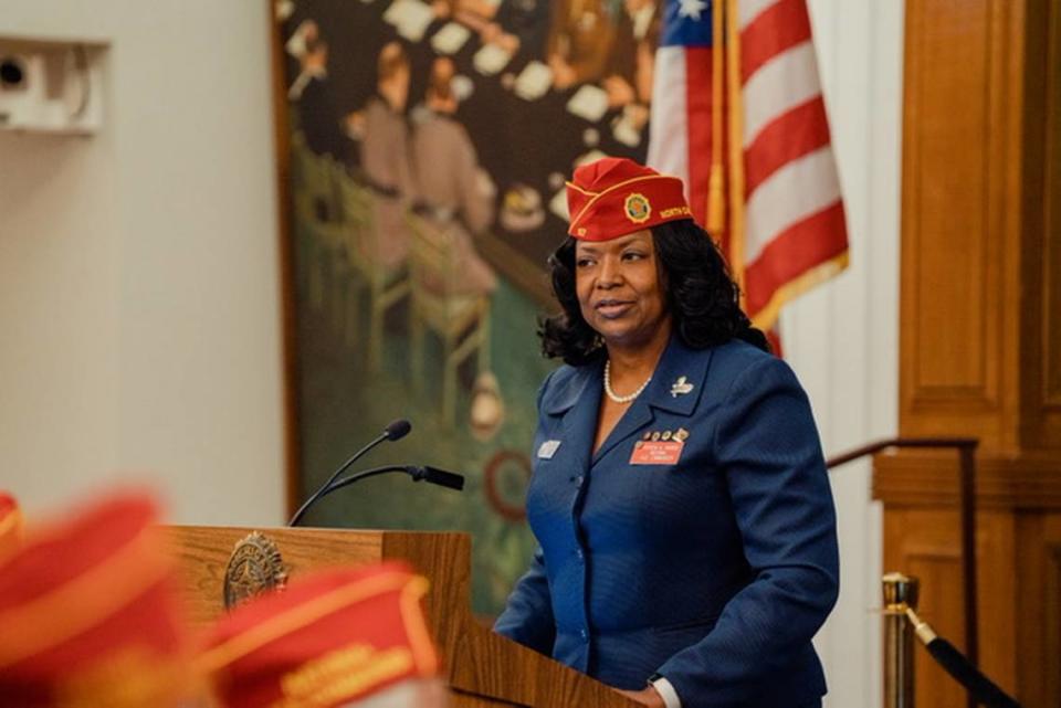 Born and raised in Raleigh, Harris served in the U.S. Army and was deployed in the Gulf War. She returned to Raleigh after her deployment and started her non-profit, Women Veterans Support Services.