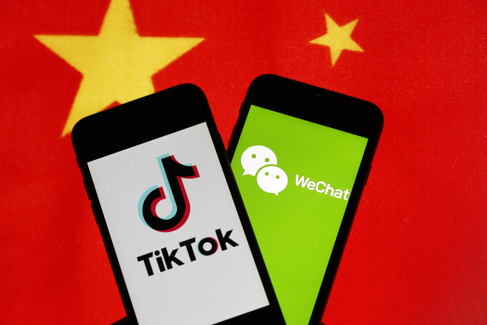 TikTok and WeChat users who have the app on their phones, can still use it, even after Sunday’s ban, but anyone who is planning to download the apps after Sunday will not be able to do so. Photo: Chesnot/Getty Images