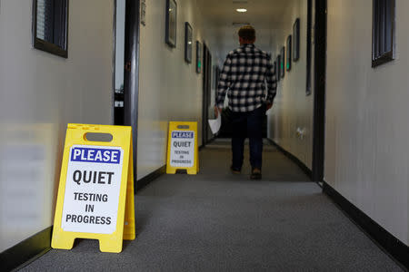 Testing for pilots takes place at Coast Flight Training in San Diego, California, U.S., January 15, 2019. Picture taken January 15, 2019. REUTERS/Mike Blake