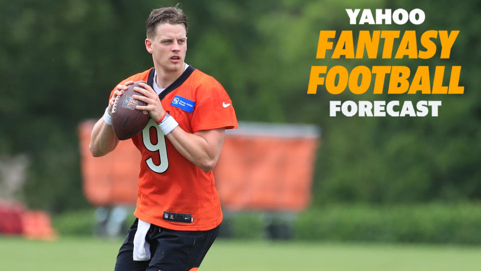 Cincinnati Bengals QB Joe Burrow tapes reps during OTAs in the lead-up to his sophomore season. (Photo by Ian Johnson/Icon Sportswire via Getty Images)
