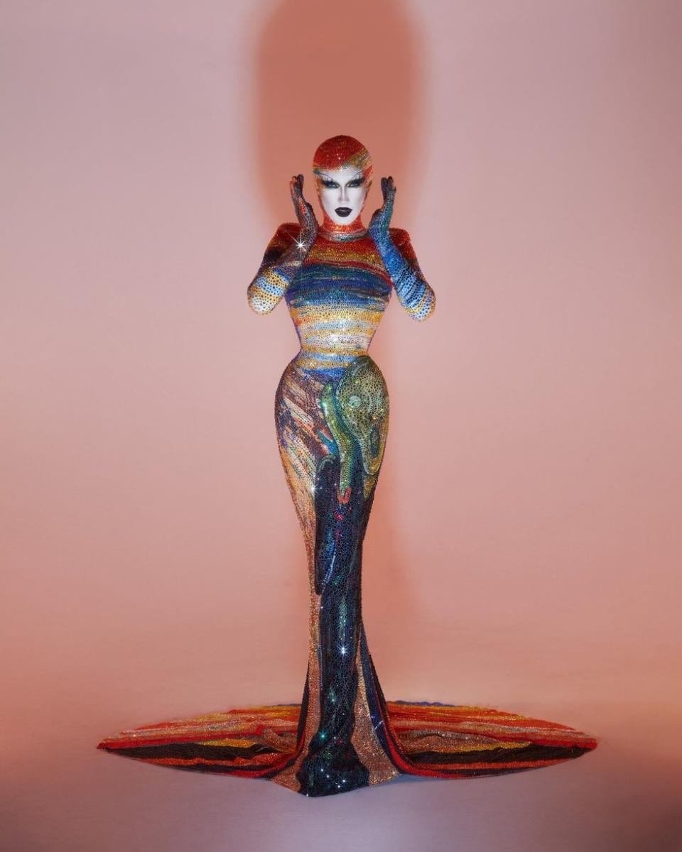 Gottmik in 'The Scream' runway look from RuPaul's Drag Race All Stars 9 episode 2