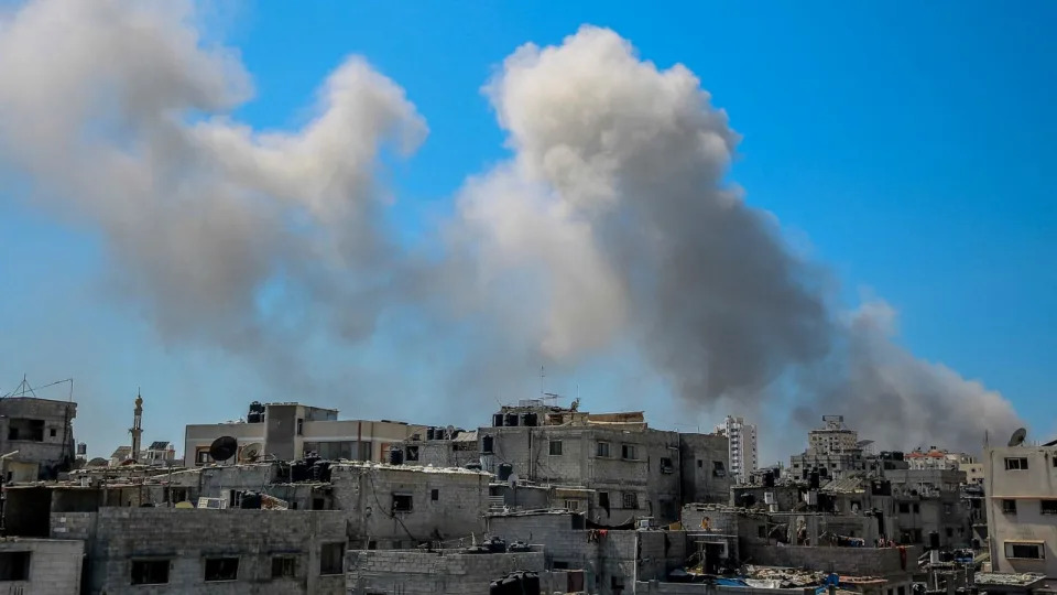 PHOTO: A picture shows smoke billowing after Israeli bombardment in the vicinity of the Al-Shifa hospital in Gaza City on March 23, 2024, amid ongoing battles between Israel and the militant group Hamas. (AFP via Getty Images)