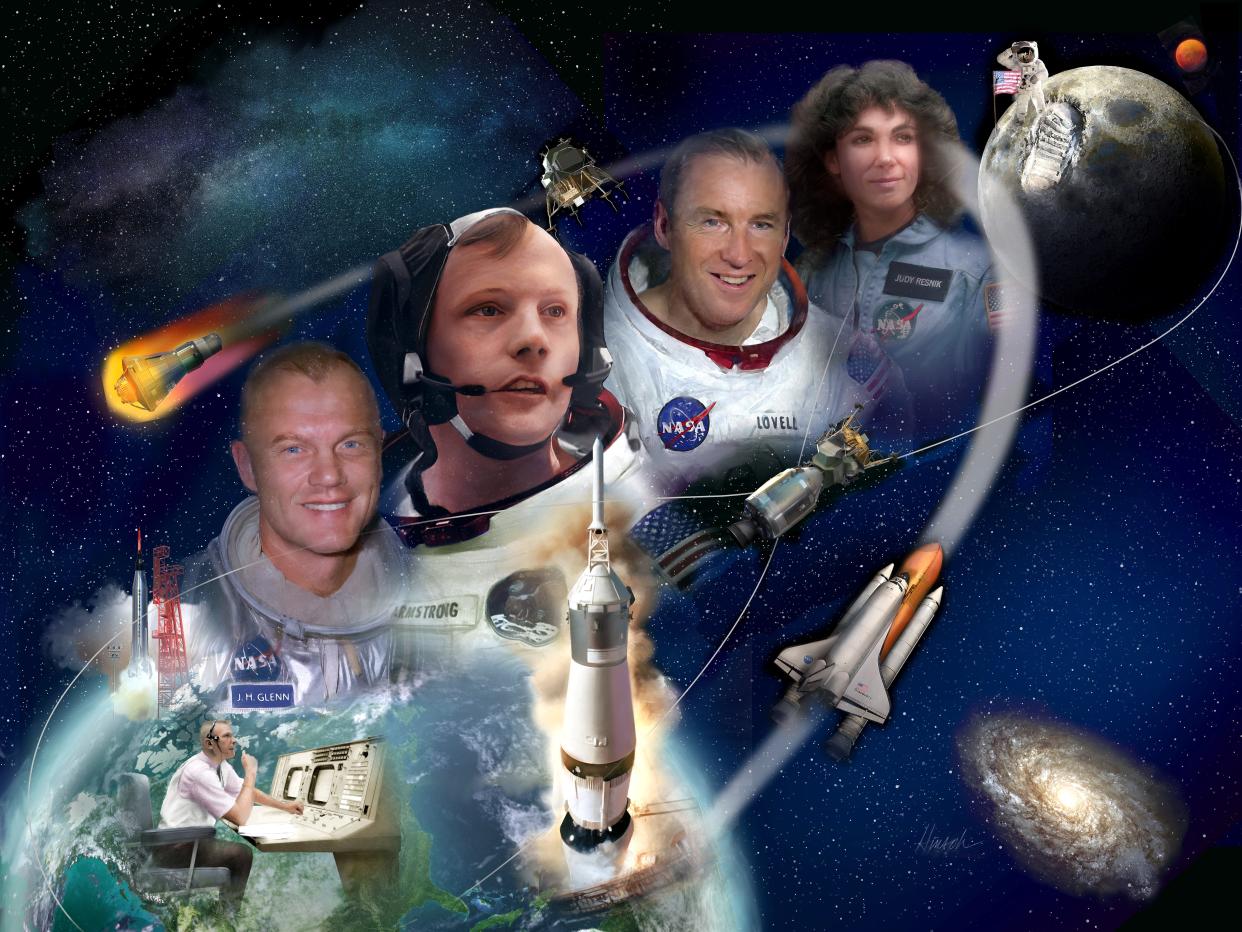 "Ohioans in Space," by Bill Hinsch, will be unveiled at the Ohio Statehouse on Wednesday.