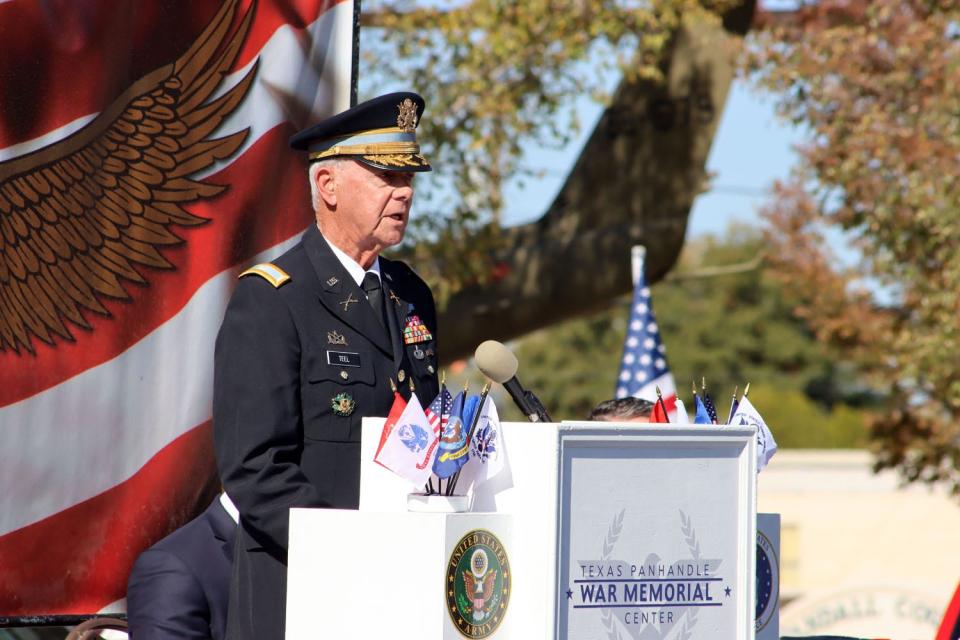 Col. Ken Teel, U.S. Army (Ret.), was the guest speaker for the 2021 Texas Panhandle War Memorial Veterans Day Ceremony, honoring those who have served in the military.