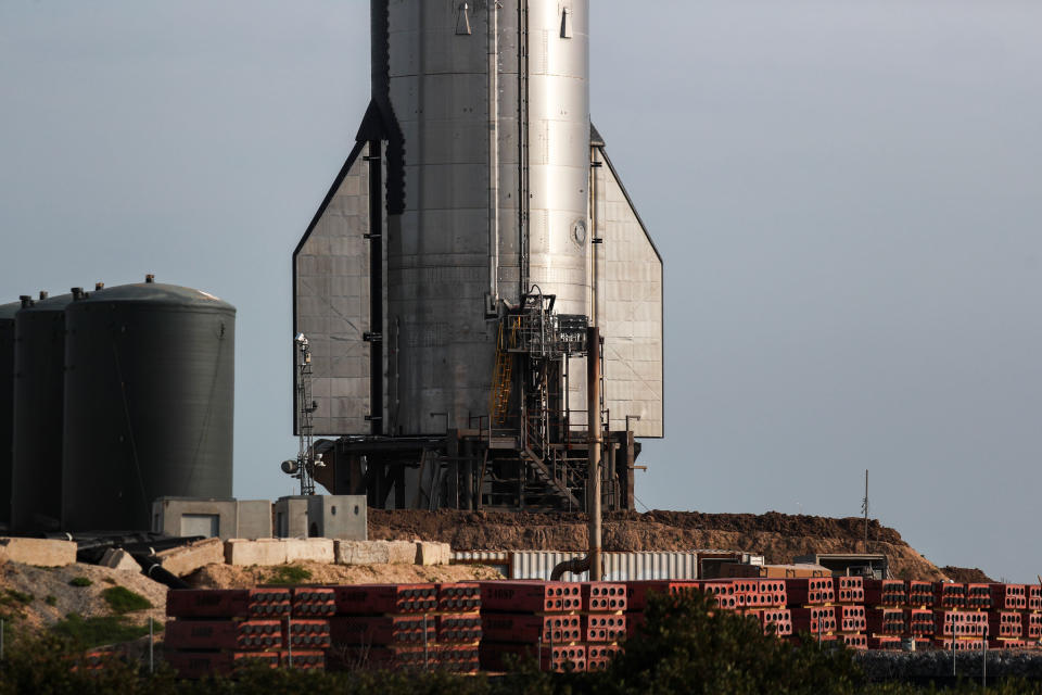 Starship 25 stands on a suborbital pad at SpaceX's south Texas facility near Brownsville, Texas, on Jan. 24, 2023.<span class="copyright">Reginald Mathalone—NurPhoto/Reuters</span>