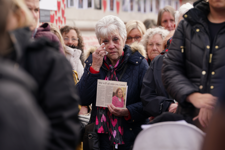 The gathering at the Covid Memorial Wall (Lucy North/PA Wire)