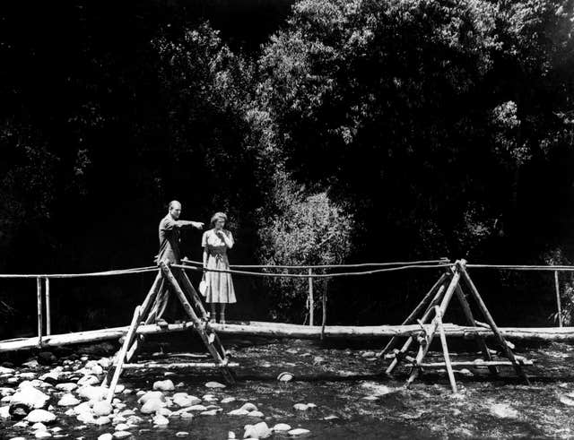 Princess Elizabeth and the Duke of Edinburgh in the grounds of the Royal Lodge in Sagana