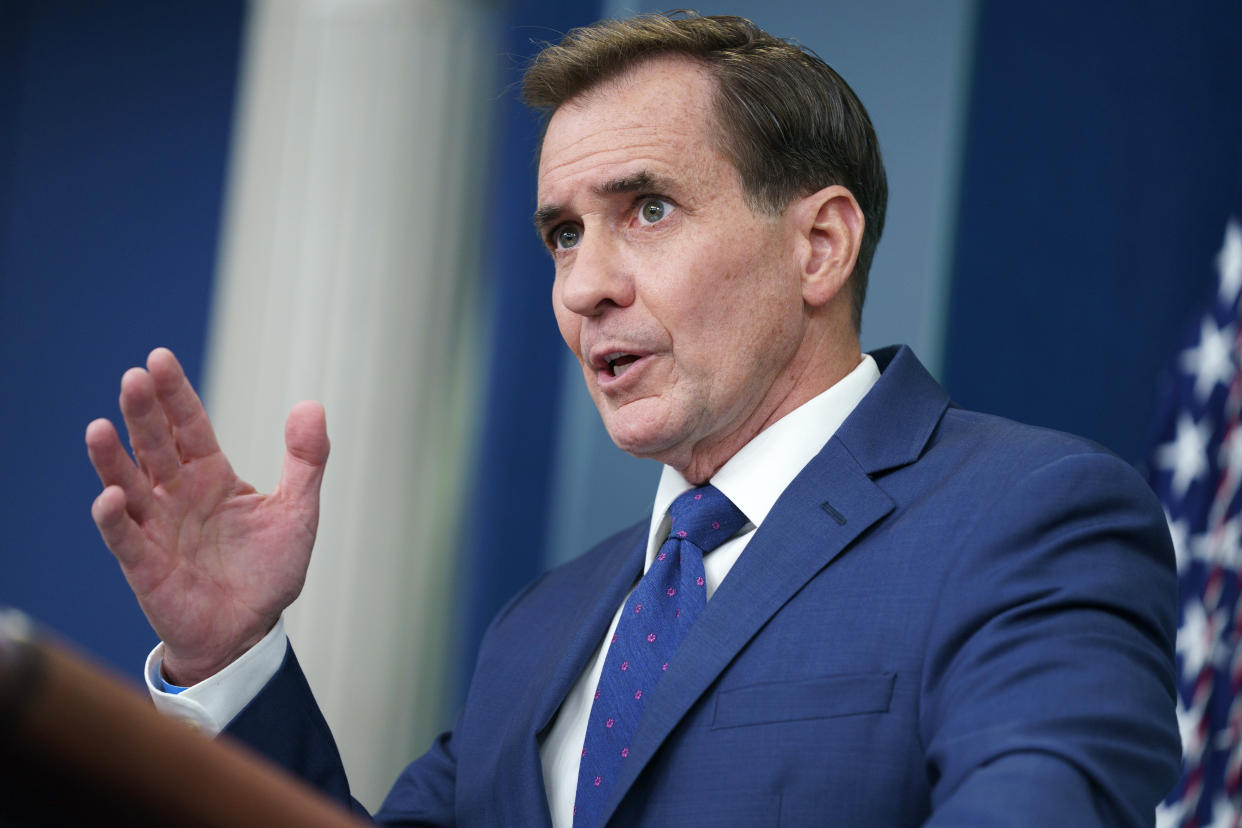 National Security Council spokesman John Kirby speaks during a briefing at the White House, Tuesday, May 16, 2023, in Washington. (AP Photo/Evan Vucci)