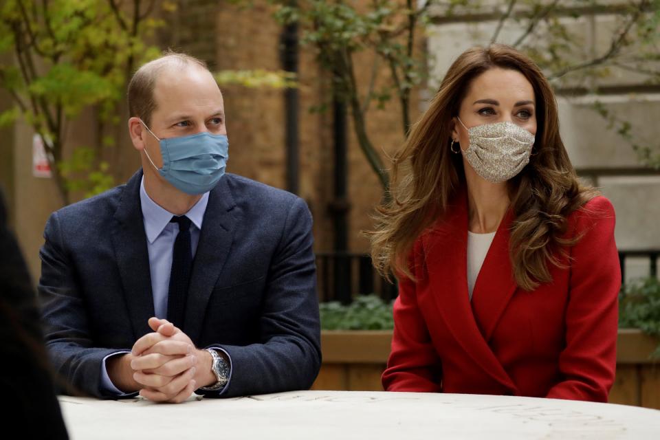 Britain's Prince William, Duke of Cambridge and Britain's Catherine, Duchess of Cambridge visit St. Bartholomew's Hospital in London, to mark the launch of the nationwide 'Hold Still' community photography project on October 20, 2020. (Photo by Matt Dunham / POOL / AFP) (Photo by MATT DUNHAM/POOL/AFP via Getty Images)