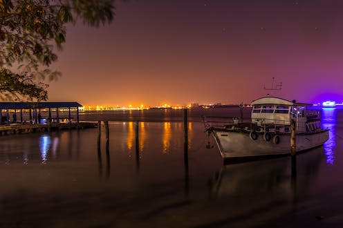 <span class="caption">Artificial light is an emerging threat for marine ecosystems in coastal waters (Kochi, India).</span> <span class="attribution"><a class="link " href="https://www.shutterstock.com/image-photo/marine-drive-kochi-kerala-india-784637686" rel="nofollow noopener" target="_blank" data-ylk="slk:Vinu Sebastian/Shutterstock;elm:context_link;itc:0;sec:content-canvas">Vinu Sebastian/Shutterstock</a></span>