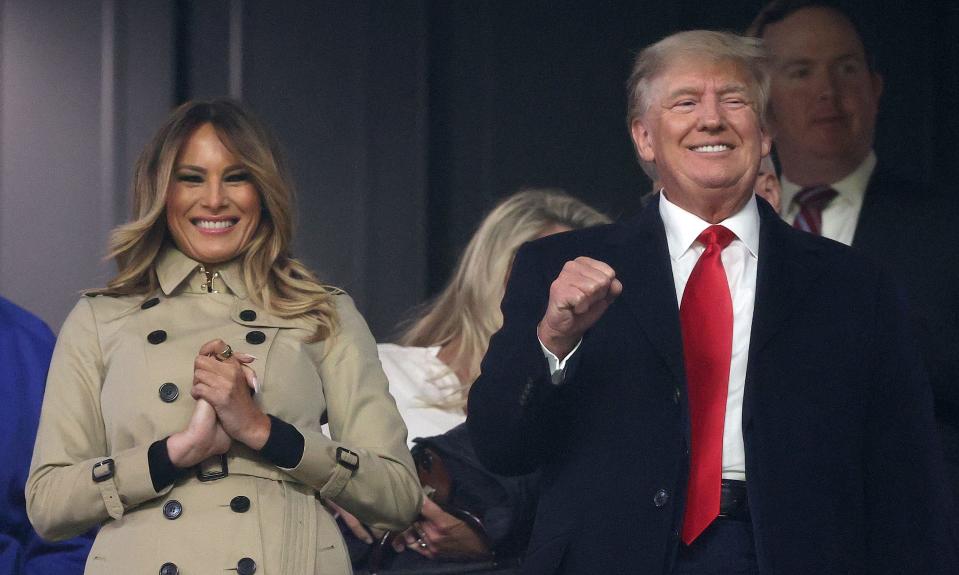 Melania and Donald Trump prior to Game 4 of the World Series.