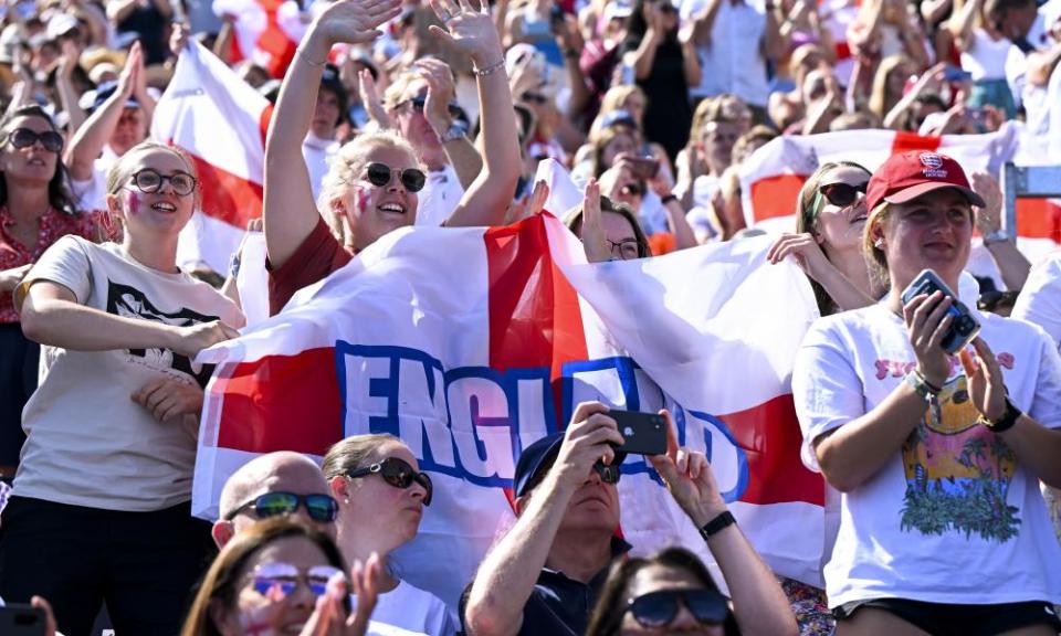 England fans watch from the stands.