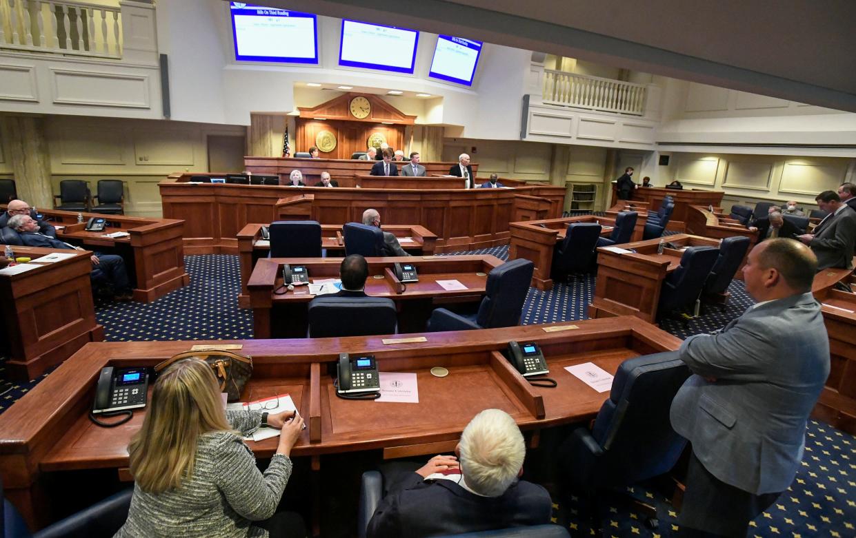 The special session on COVID relief money is held in the senate chamber at the Alabama Statehouse in Montgomery, Ala., on Tuesday January 25, 2022. 