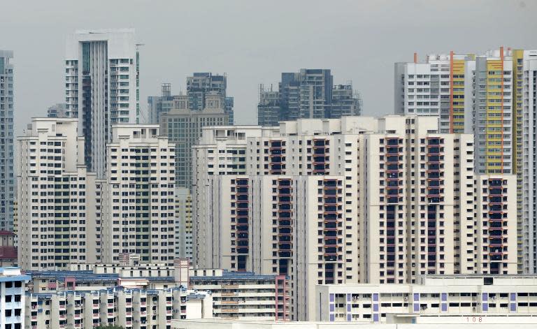 Highrise housing apartment buildings in Singapore on January 14, 2013