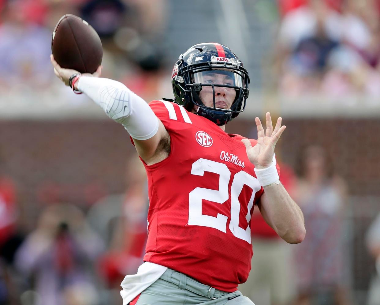 Shea Patterson was drafted in the 39th round by the Texas Rangers. (AP Photo/Rogelio V. Solis, File)