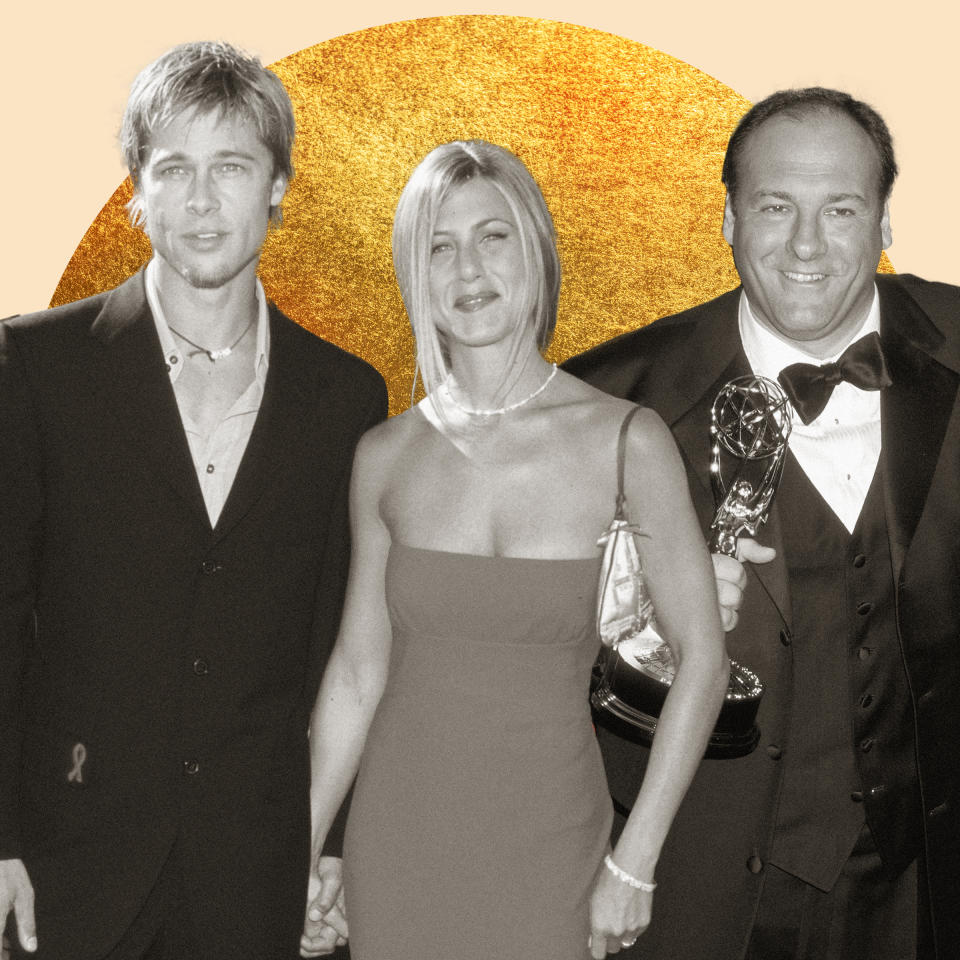 Brad Pitt, Jennifer Aniston and James Gandolfini! The 2000 Emmys were truly a different era. (TODAY Illustration / Getty Images)