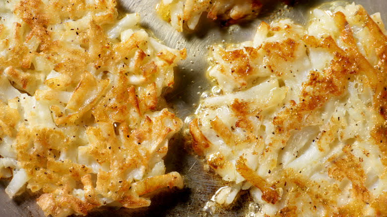 hash browns on metal surface