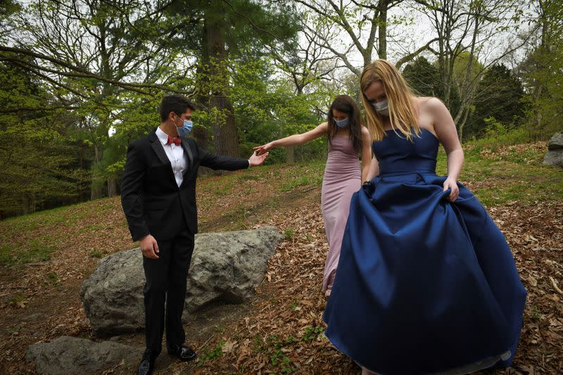 Boston area teens dress up for their prom photos, without the prom to go to amid the coronavirus disease (COVID-19) outbreak in Massachusetts