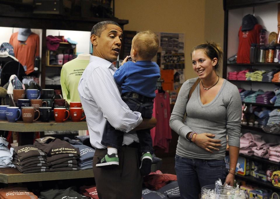 Barack Obama with mother and toddler