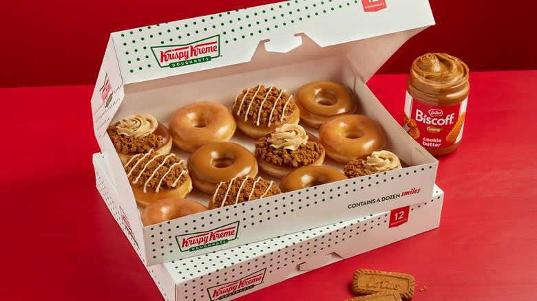 12 Krispy Kreme Biscoff doughnuts