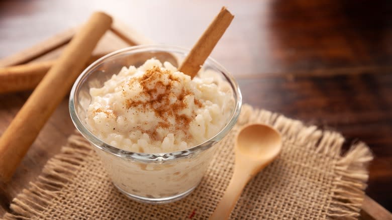 A small bowl of rice pudding