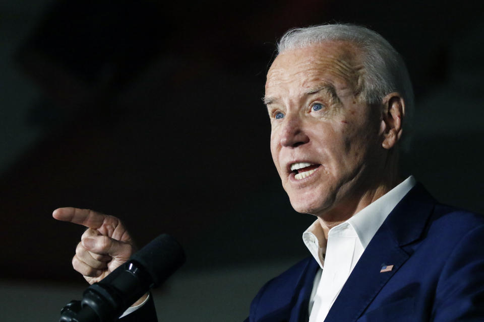 Democratic presidential candidate and former Vice President Joe Biden speaks at Tougaloo College in Tougaloo, Miss., Sunday, March 8, 2020. (AP Photo/Rogelio V. Solis)