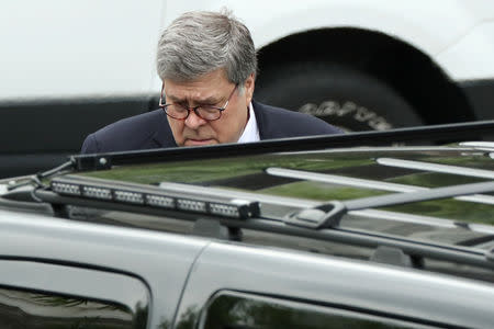 U.S. Attorney General Bill Barr walks to his car after a cabinet meeting with President Donald Trump at the White House in Washington, U.S. May 8, 2019. REUTERS/Jonathan Ernst