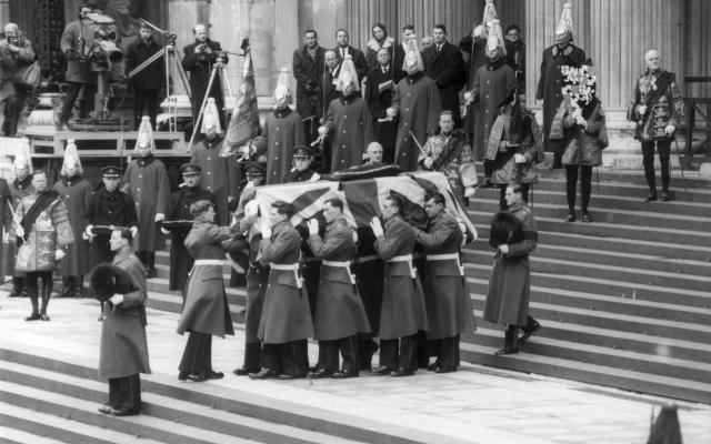 The Grenadiers bearing Sir Winston Churchill’s coffin in 1965 received the British Empire Medal - Central Press