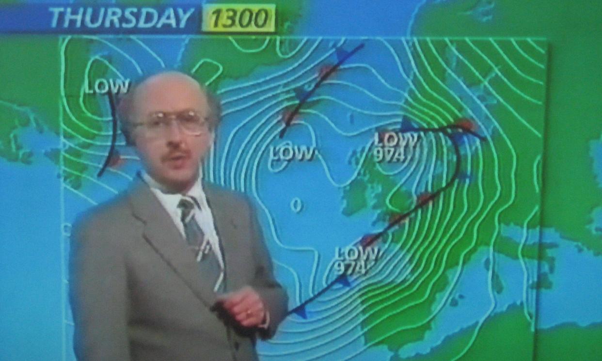 <span>Michael Fish’s infamous failure to predict a massive storm in 1987. Technology has moved on greatly since then.</span><span>Photograph: Picasa/BBC Weather</span>