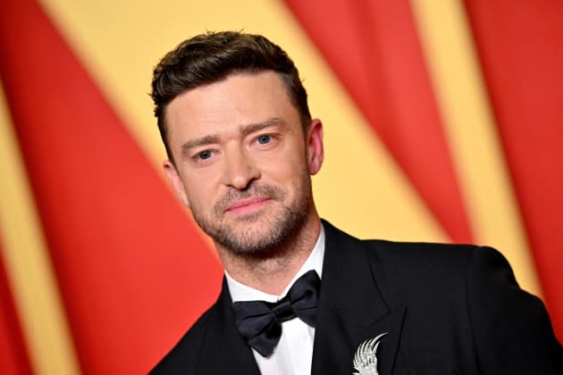 Justin Timberlake at the 2024 Vanity Fair Oscar Party. - Credit: Lionel Hahn/Getty Images