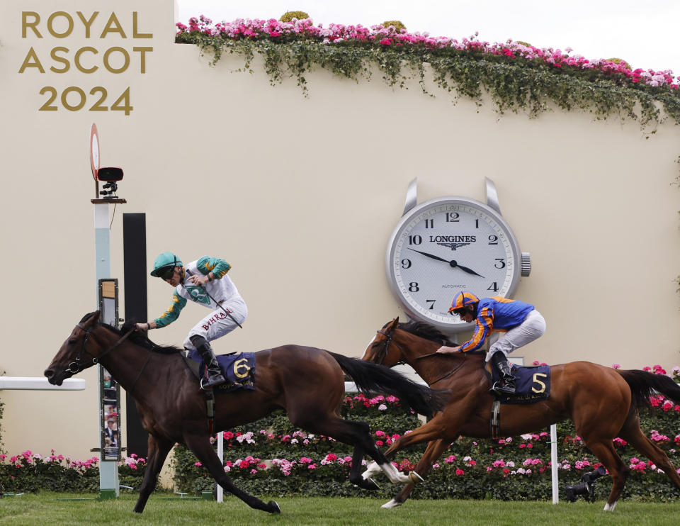 Horse Racing - Royal Ascot 2024 - Ascot Racecourse, Ascot, Britain - June 21, 2024 Porta Fortuna ridden by Tom Marquand wins the 15:45 Coronation Stakes Action Images via Reuters/Andrew Couldridge