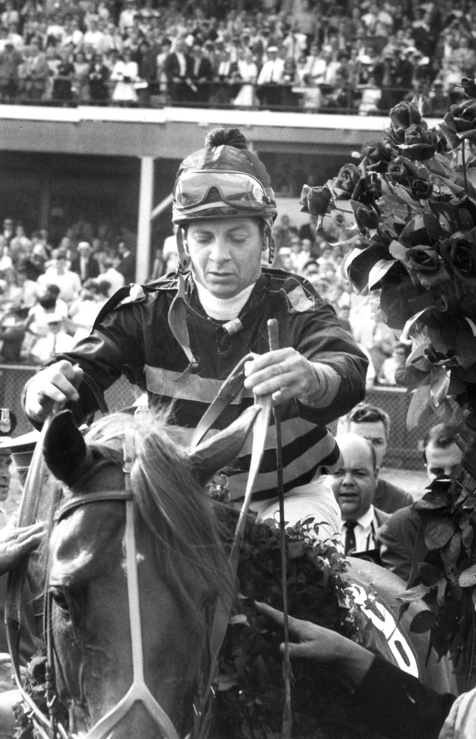 Jockey Bill Hartack brought Majestic Prince to victory in the 1969 Kentucky Derby.