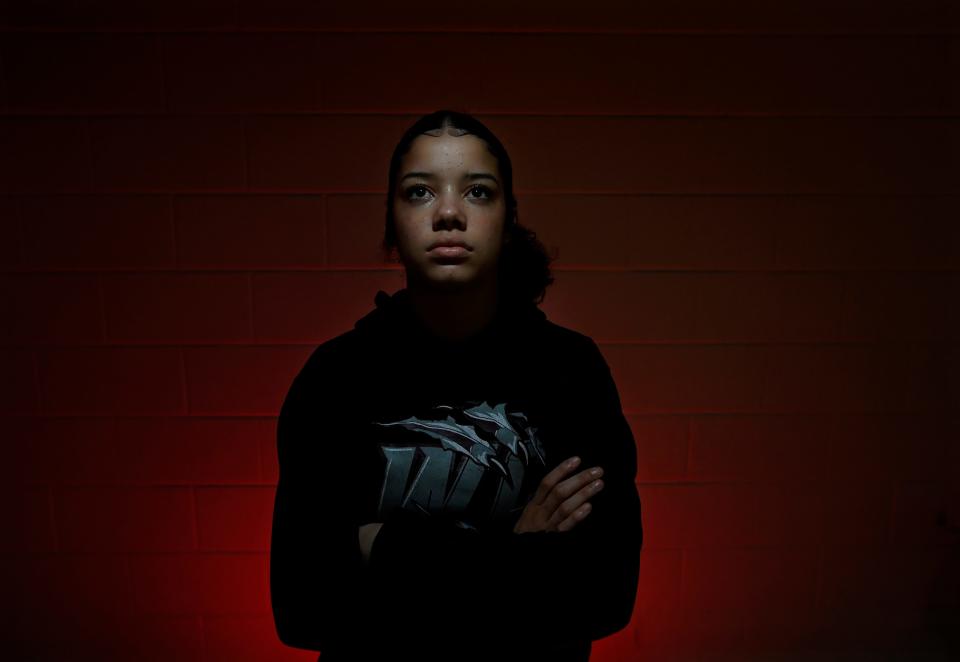 All-Area West Creek High School girls wrestler Mariana Bowen Tuesday, April 9, 2024, in Clarksville, Tenn.