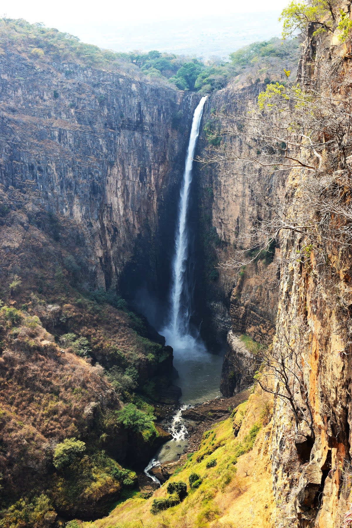 The 235-metre high Kalambo Falls on the Zambia/Tanzania border were part of a remarkable area of prehistoric activity (Deep Roots of Humanity research project and University of Liverpool)