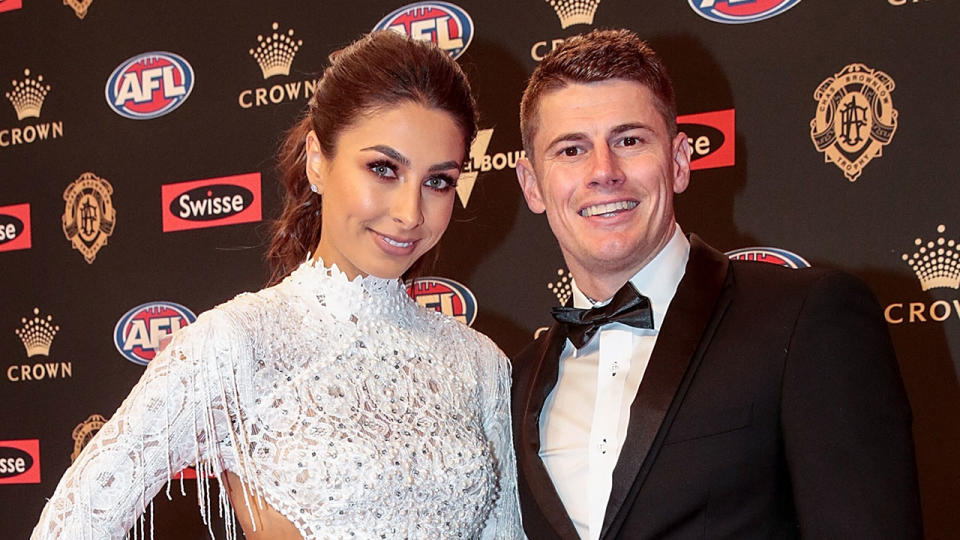 Kalinda Salla and Dayne Zorko attends 2018 Brownlow Medal at Crown Entertainment Complex on September 24, 2018 in Melbourne, Australia. (Photo by Sam Tabone/WireImage)