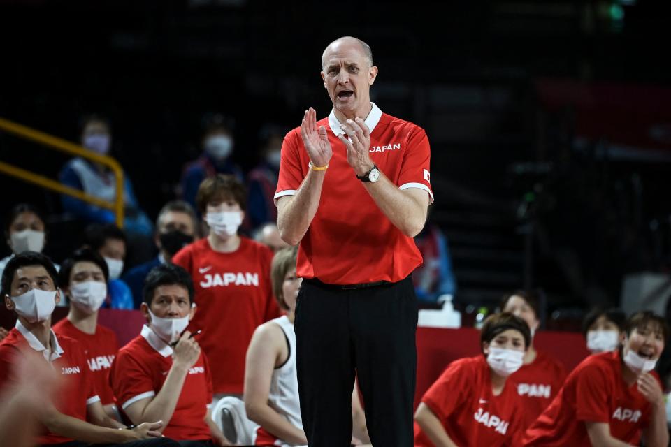 日本籃球隊總教練Thomas Wayne Hovasse。（Photo by Aris MESSINIS / AFP) (Photo by ARIS MESSINIS/AFP via Getty Images）