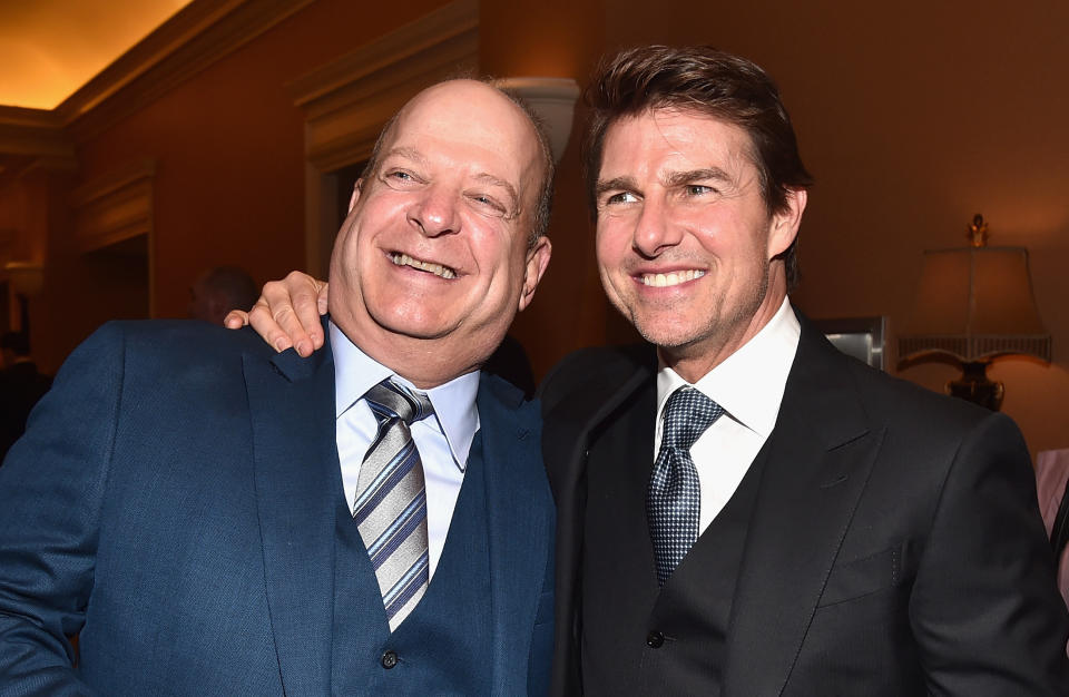 Erik Lomis and Tom Cruise at the 2018 Will Rogers Pioneer of the Year Dinner