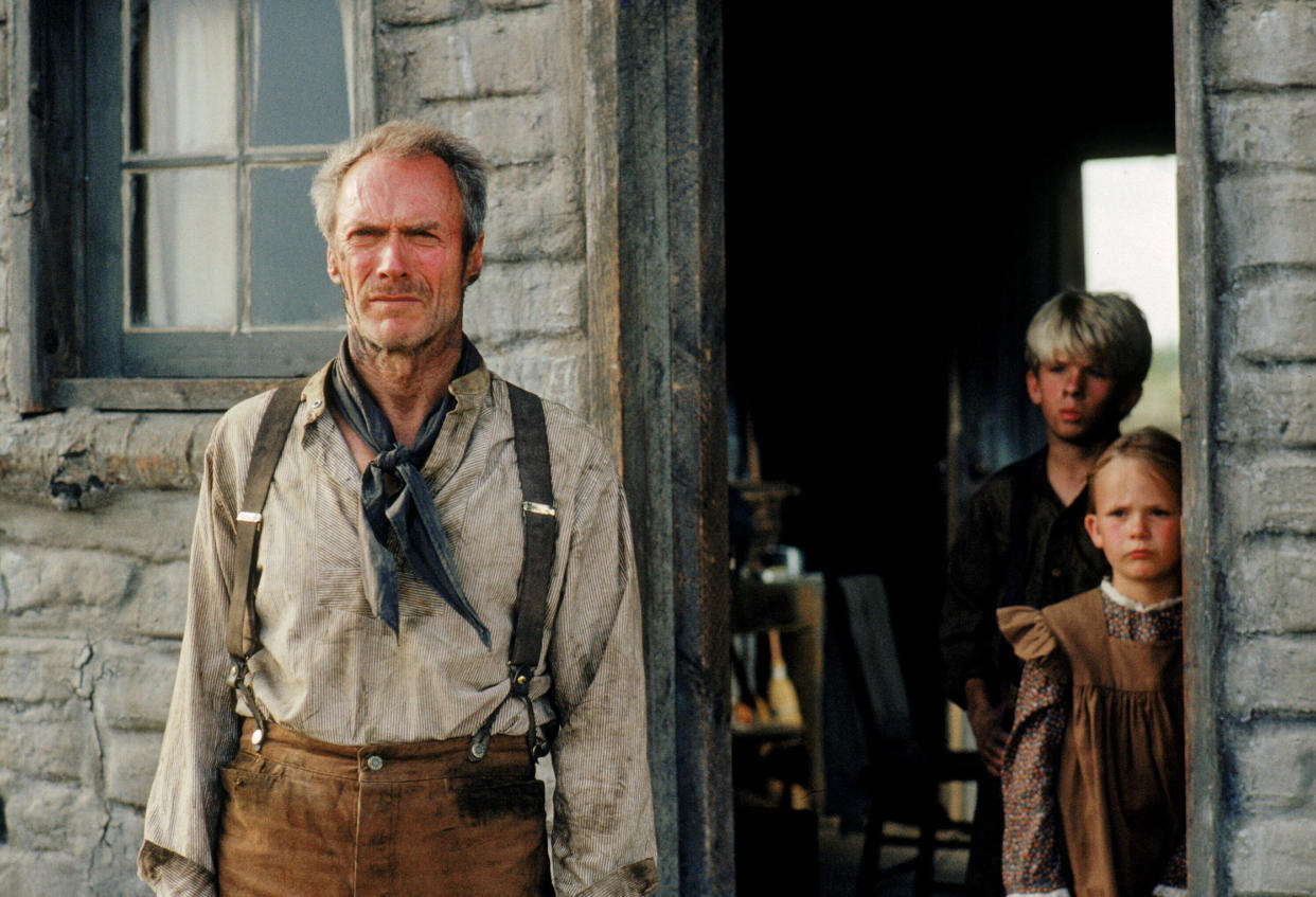 Clint Eastwood, Shane Meier and Aline Lavasseur in Unforgiven. (Photo: Warner Bros./ Courtesy: Everett Collection)