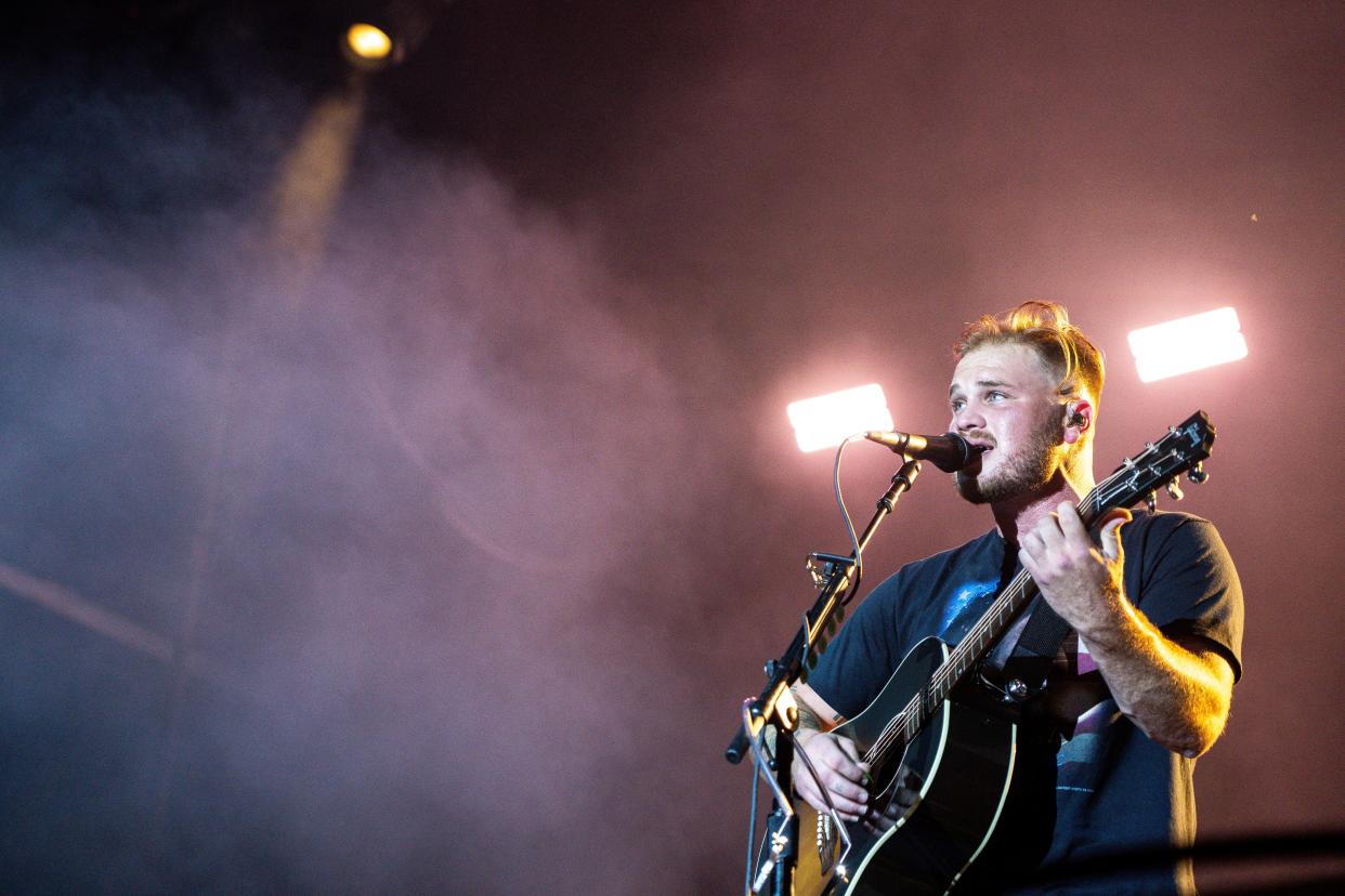 Zach Bryan performs during day two of Hinterland on Aug. 5.