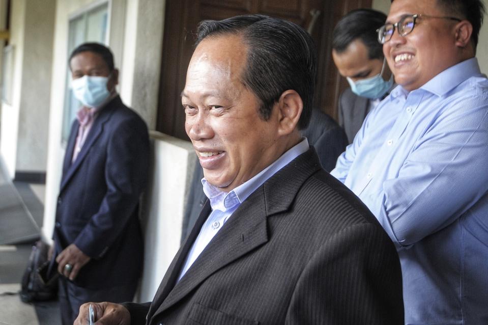 Datuk Seri Ahmad Maslan is pictured at the Kuala Lumpur High Court July 24, 2020. — Picture by Shafwan Zaidon