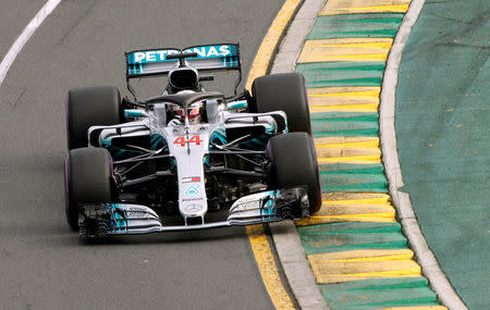 Formula One F1 - Australian Grand Prix - Melbourne Grand Prix Circuit, Melbourne, Australia - March 24, 2018 Mercedes' Lewis Hamilton in action during qualifying REUTERS/Brandon Malone