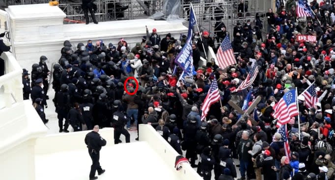 Photograph showing Schubert (circled in red) on Capitol Grounds