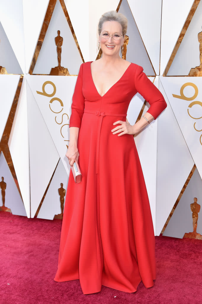 <p>Meryl Streep attends the 90th Academy Awards in Hollywood, Calif., March 4, 2018. (Photo: Getty Images) </p>