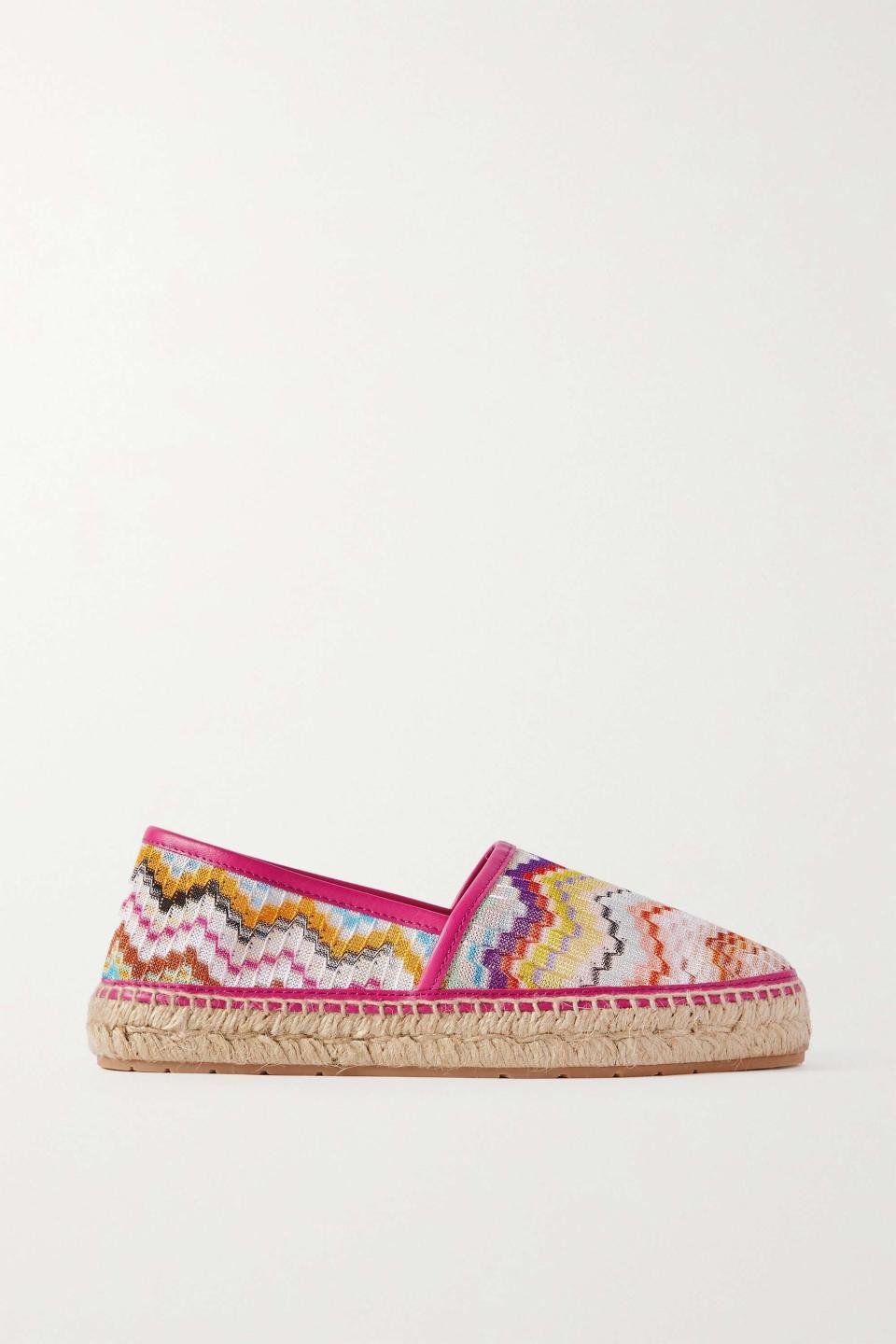 8) Leather-trimmed crochet-knit espadrilles