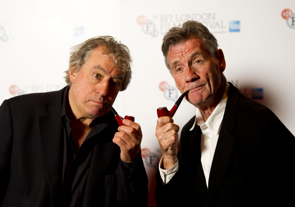 Michael Palin and Terry Jones pictured at a photocall for A Liar's Autobiography, held at the Vue Cinema, Leicester Square, as part of the BFI London Film Festival.