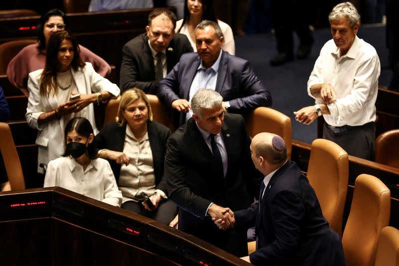 Bennett and Lapid attend Knesset session in Jerusalem