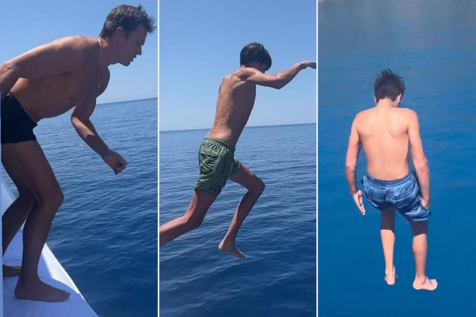 Tom Brady and Sons Ben and Jack Take Turns Jumping off a Yacht into the Sea on Grecian Vacation